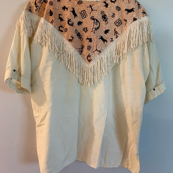 Vintage 80s Hazelwood Southwestern Navajo Tassel Shirt - Picture 6 of 6